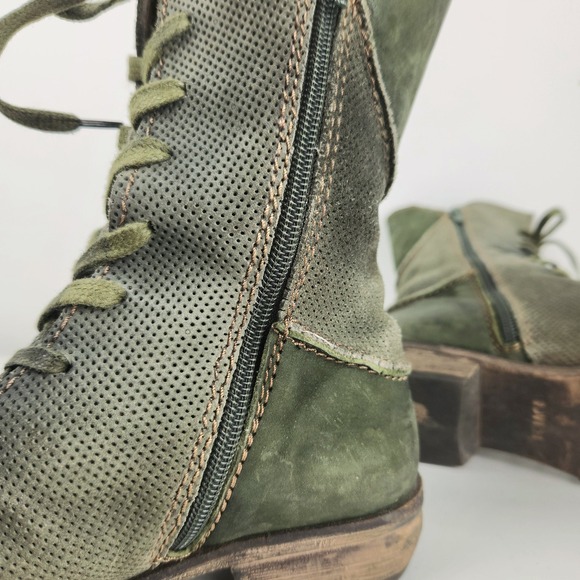 Rovers Womens Boots Green Leather Lace Up Zip Ankle Mid Calf Casual Stylish - Picture 9 of 12